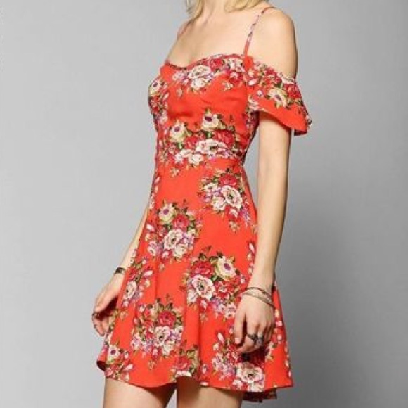 Band of Gypsies Dresses & Skirts - Band of Gypsies Orange Floral Off Shoulder Dress